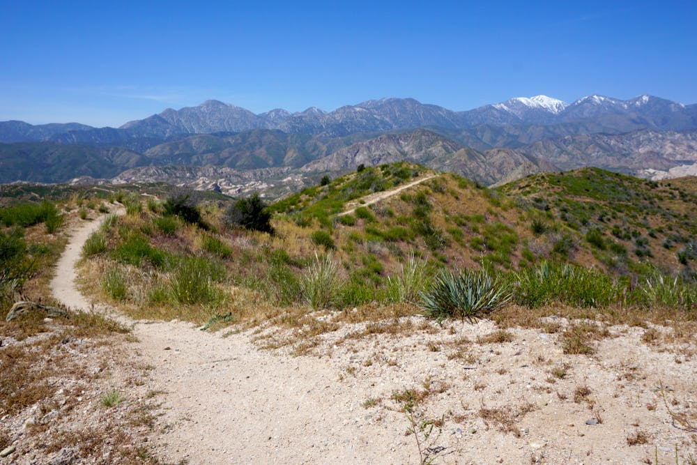 The Pacific Crest Trail nearing Cajon Pass and the San Gabriel Mountains