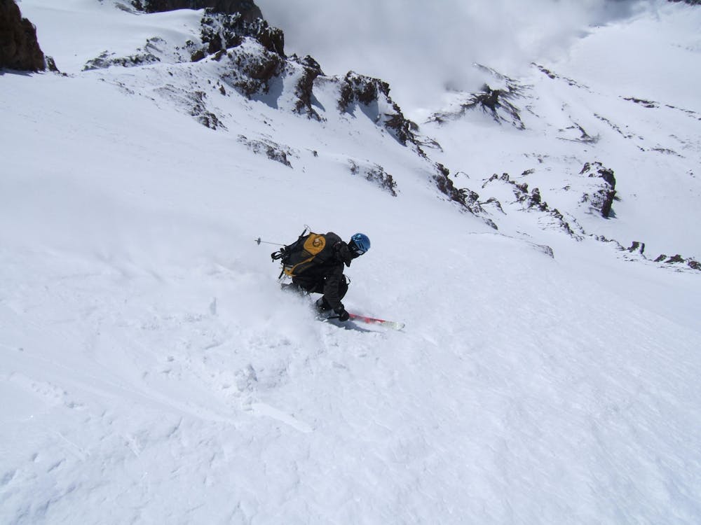 Peter Schön skiing the SE face direct. May 2018.