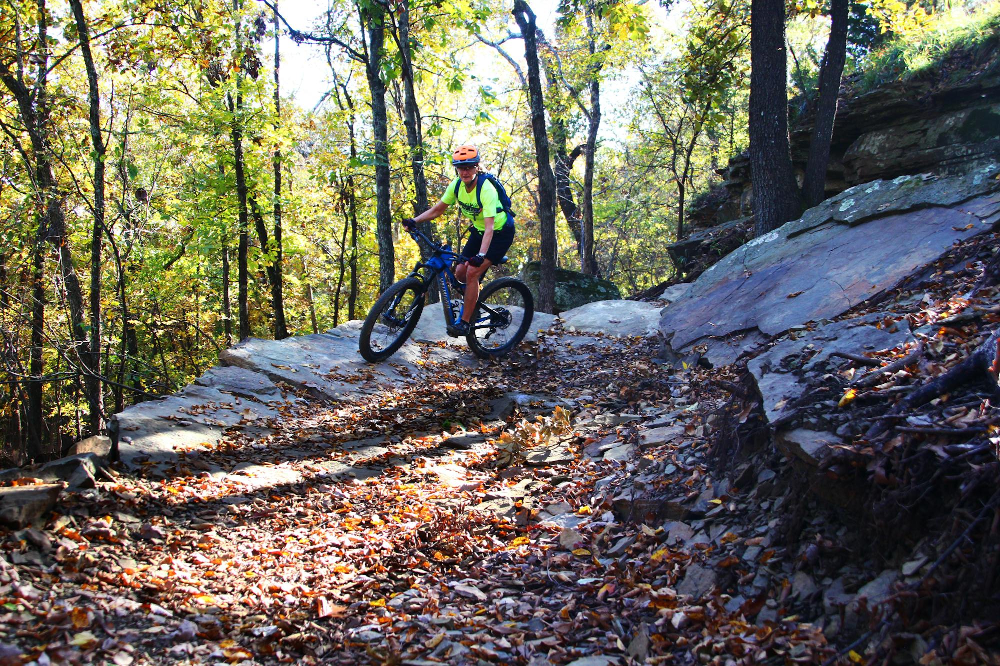 Some of the nice rock slab Rogue Trails is known for.