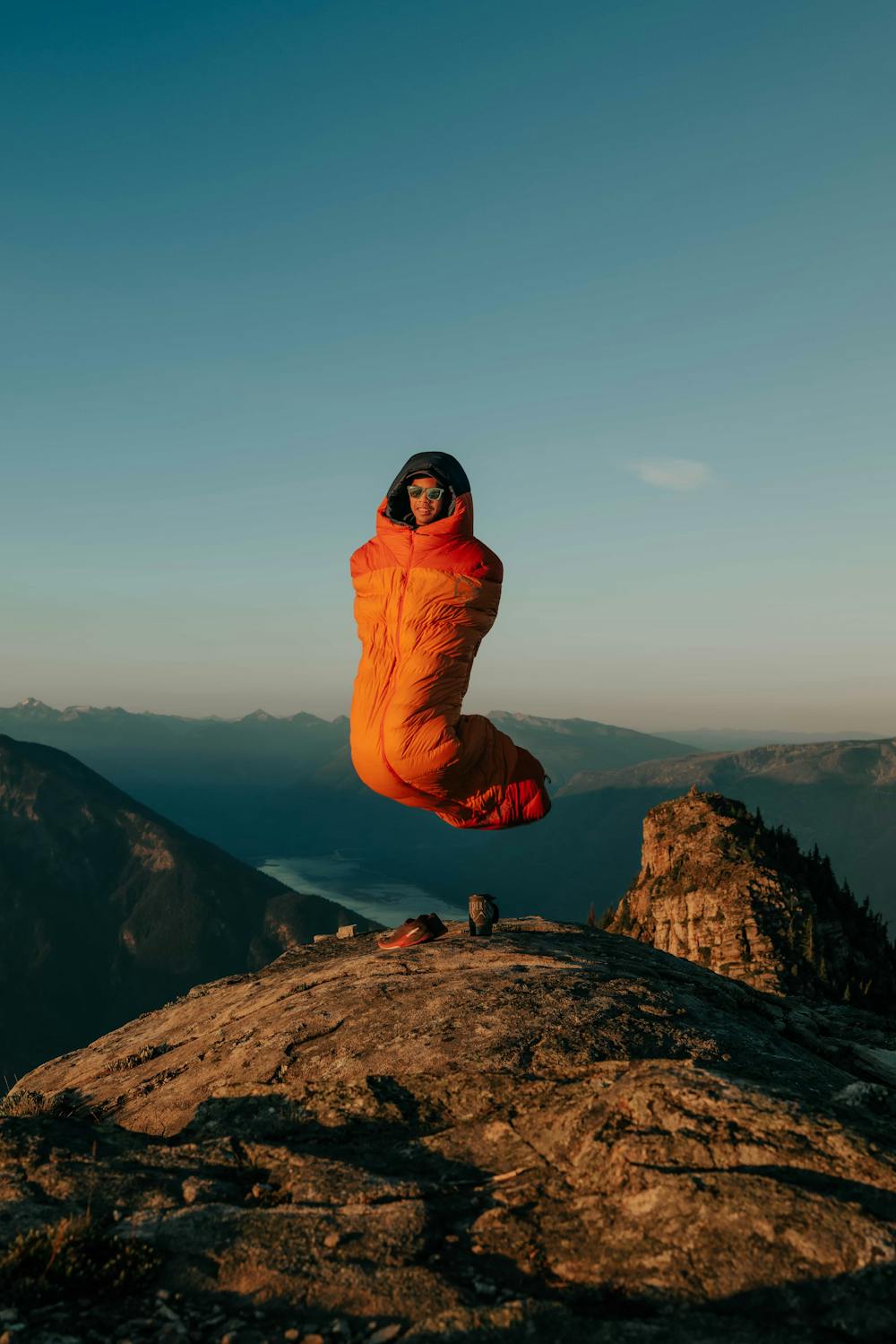 Great place to watch the sunrise outside in your sleeping bag