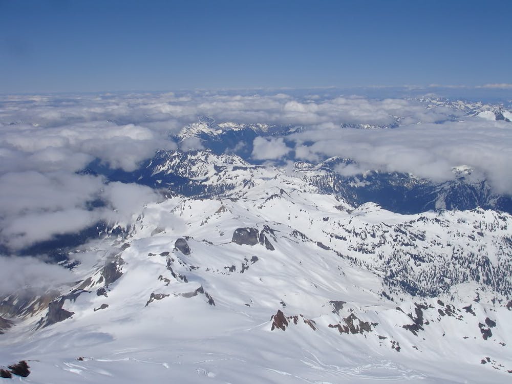 Looking at the Watson Traverse from the summit of Mount Baker