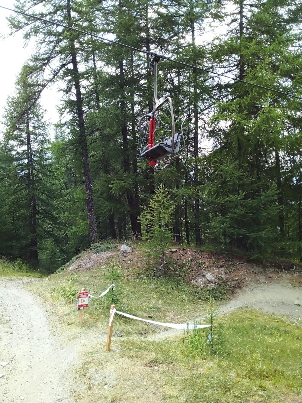 The chairlift right above the line