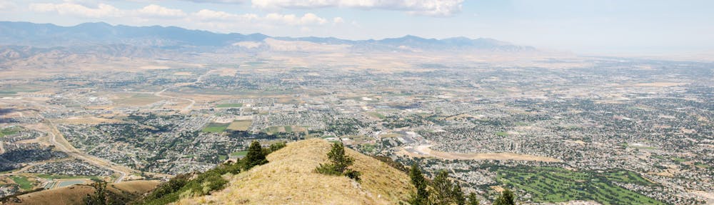 View of the Salt Lake Valley. The Lone Peak Trail - half-way to the top