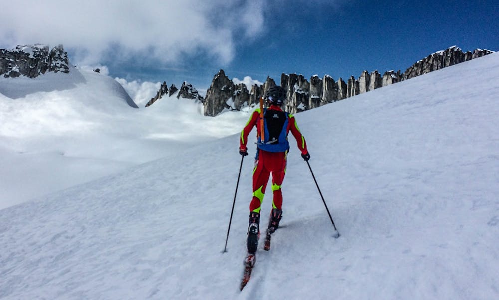 Nick approaching Crosscut Ridge - one of the aesthetic high points!