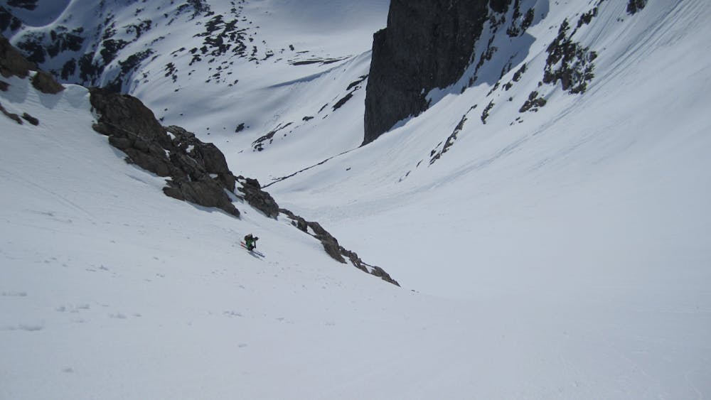 The author skiing the north face