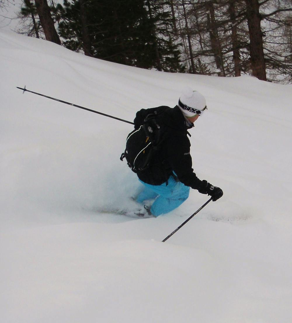 Dropping into another pitch of powder.