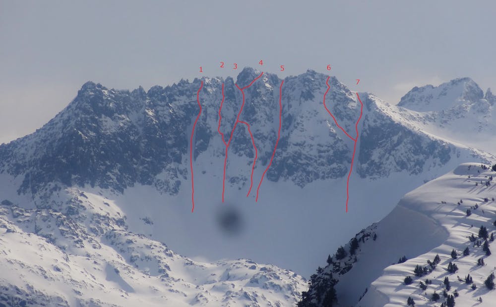 Pic d'Amitges North Face (number 4 is this line)