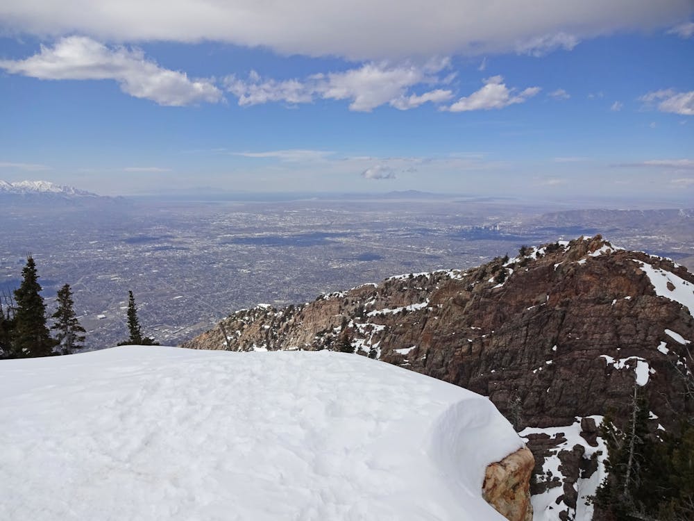 View of the Salt Lake Valley from Mount Olympus, Utah.