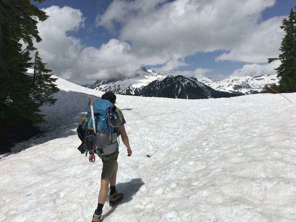 Conditions in June. Snow will often be on the ridge well into summer. 
