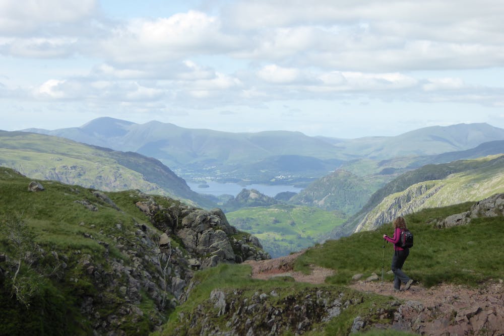 heads Heading down with Derwent Water in the foreground