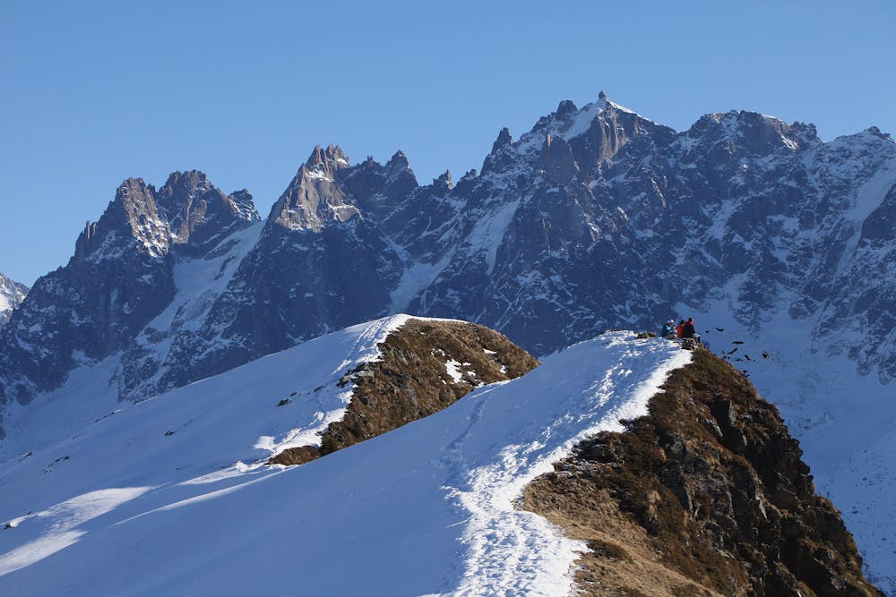The impressive ridge-line of the Chamonix Aiguilles