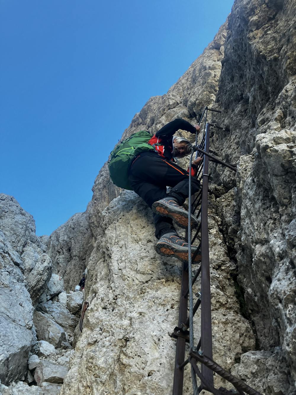 Ladder section on the descent from Passo Del Farangole