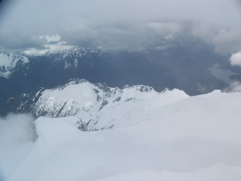 Looking down the Sulphide Glacier from the Summit of Mount Shuksan