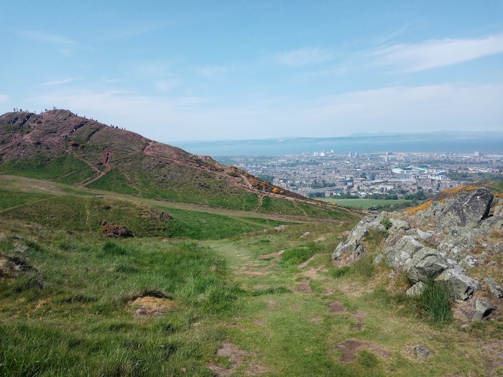 Looking across to Arthur's Seat and Edinburgh city from Crow Hill.