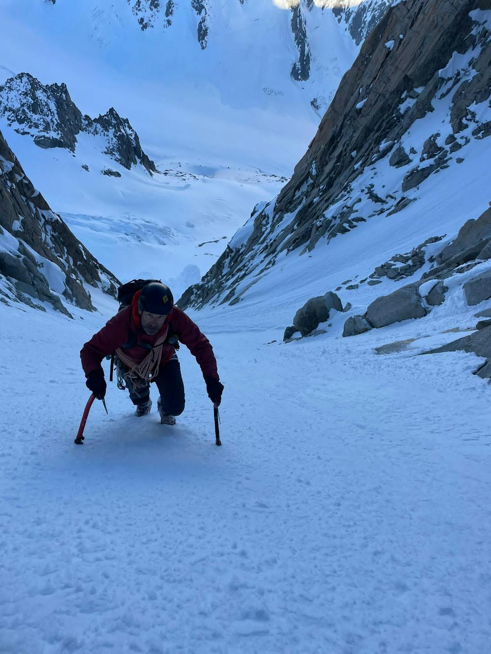 Photo from Aiguille d'Argentiere.Traverse couloir Y glacier Milieu