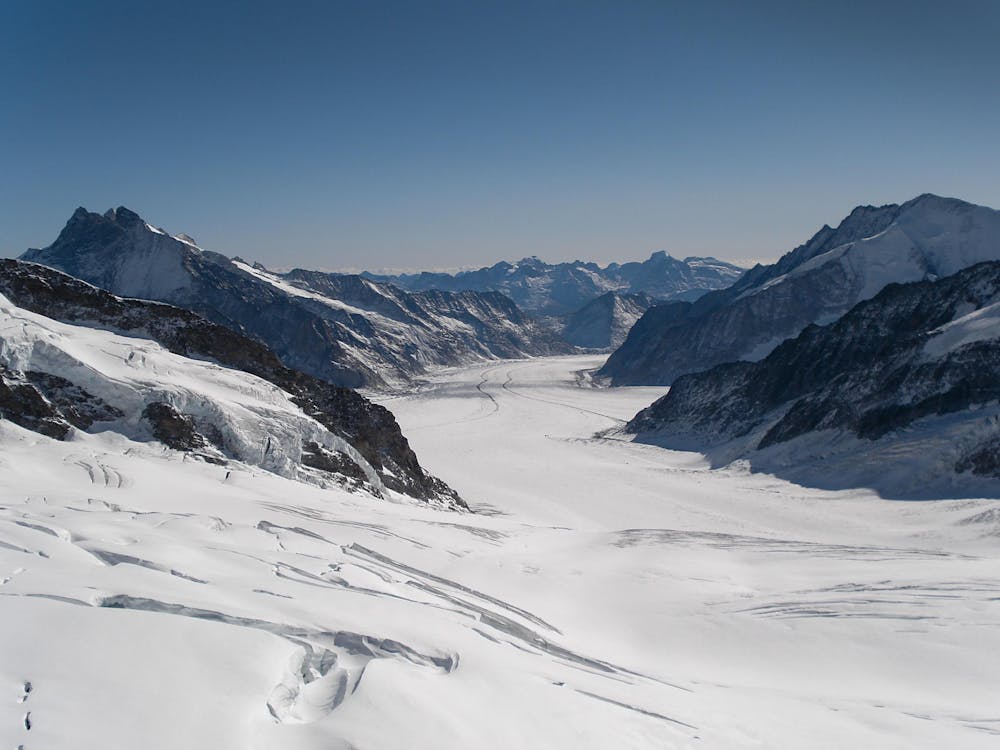 Looking down on the Aletsch Glacier from the Jungfraujoch.