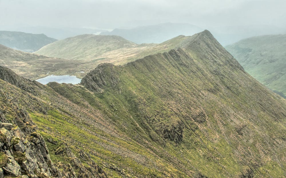 the view over Helvellyn's Striding Edge in the UK Lake District