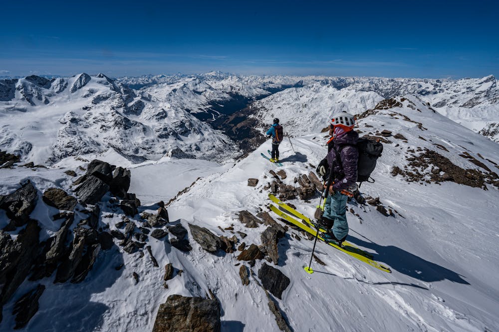 Thibaud and Liv scouting the ski descente