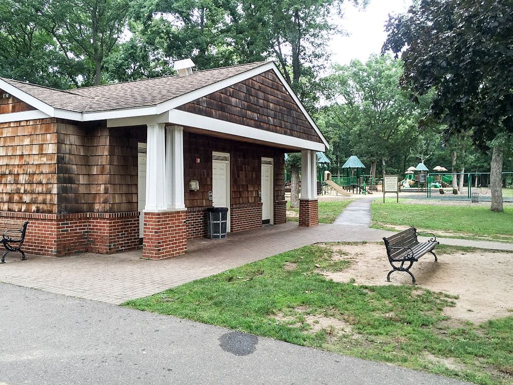Bethpage State Park restrooms and playground area