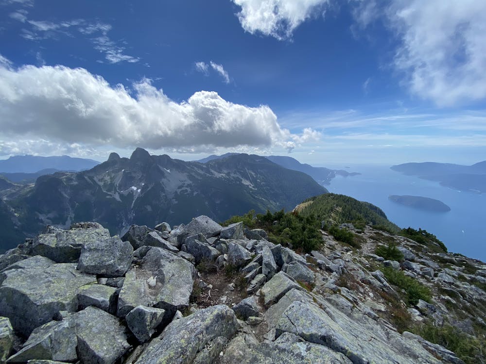 The view of the Howe Sound and the lions from the summit