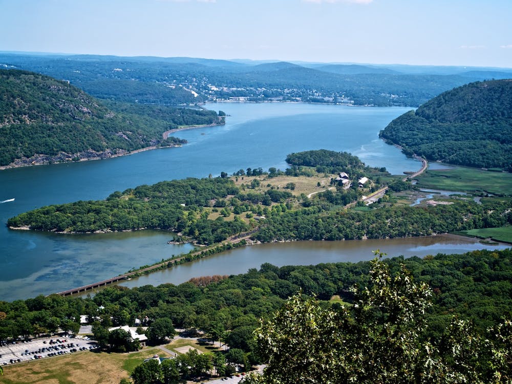 The Hudson River looking south from the summit of Bear Mountain. 