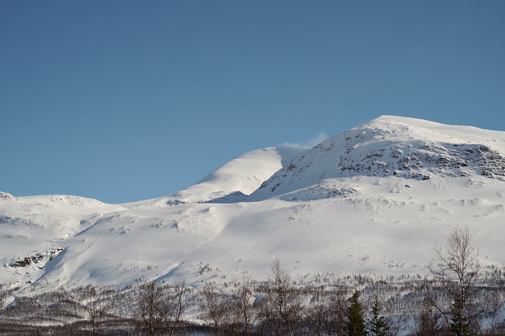 Melkefjellert from the road. The right one is the west summit