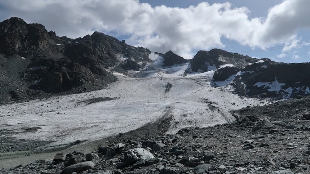 Tortin Glacier - different perspective to show the recession of the glacier in regards to the Gentianes lift station