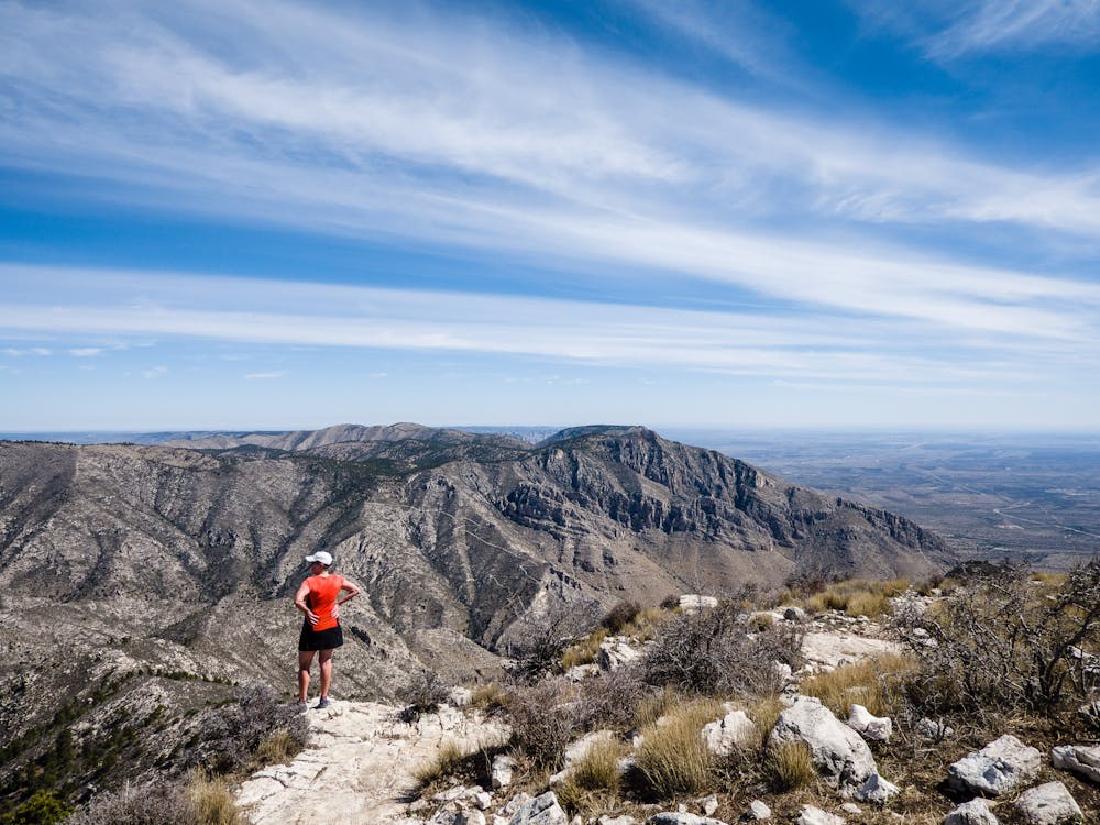 Looking over Guadalupe Mountains National Park and the trails across the way.