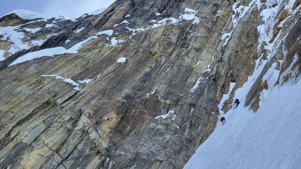 The crux of the route. 60+ degrees in the choke.