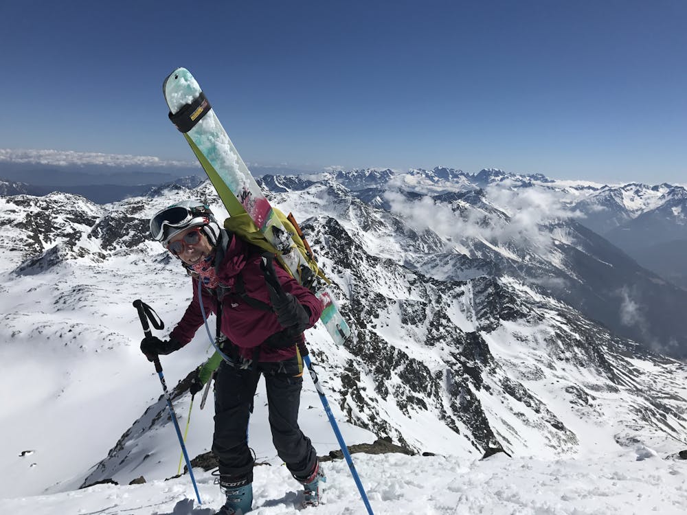Nicola Parkin approaching the summit of the Cima Marmotta