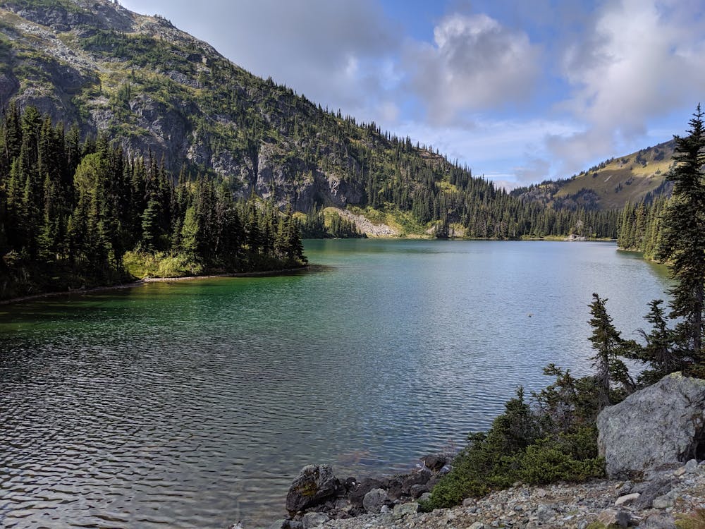 Alpine lake at the headwaters of Tenas Creek between Sun God and Ronayne
