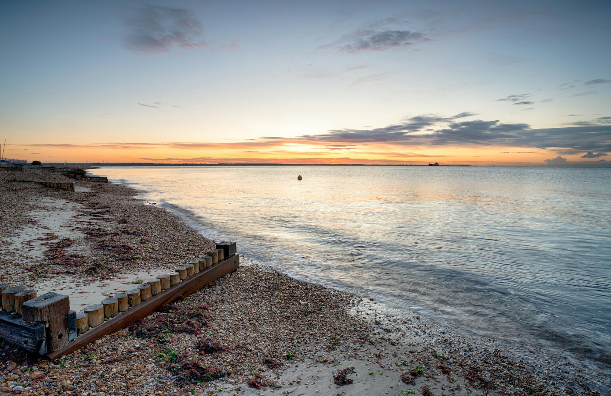 Looking out to the Solent from Calshot beach