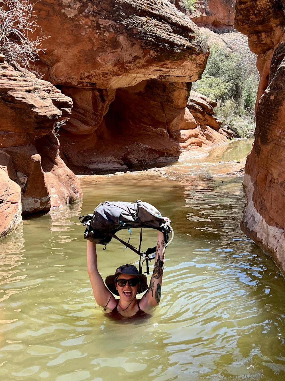Wading through the upper canyon