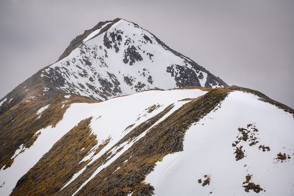 The summit ridge in late winter conditions