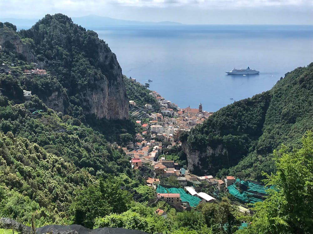 Looking down on Amalfi