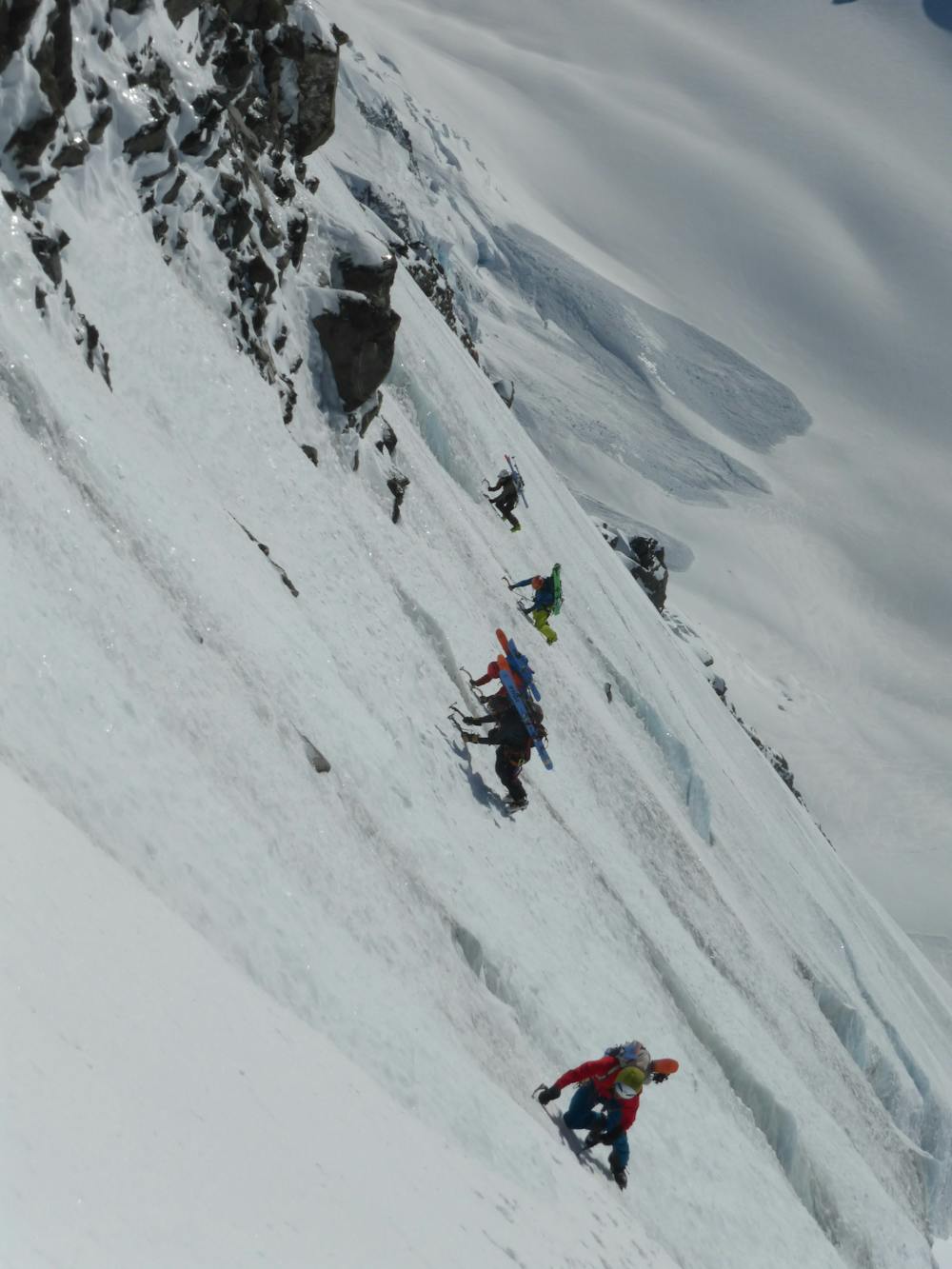 Traversing exposed ice after a route finding error