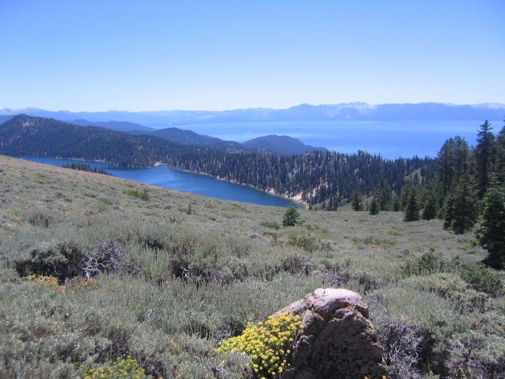 Marlette Lake and Lake Tahoe far below