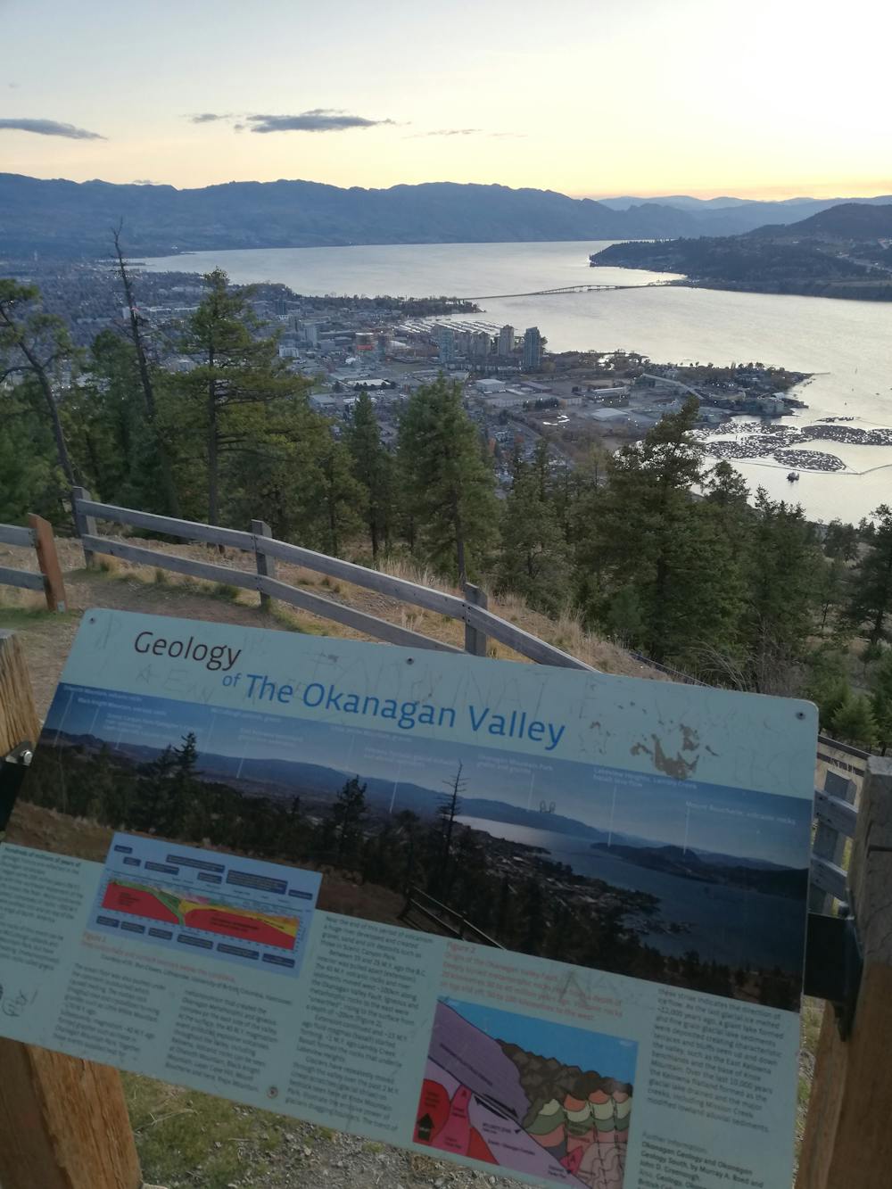 Looking down on Kelowna at sunset from the summit 
