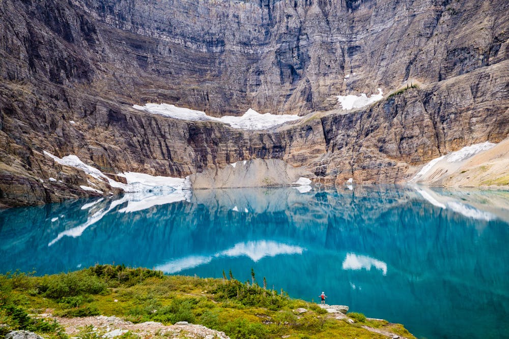 The shimmering blue waters of Iceberg Lake.