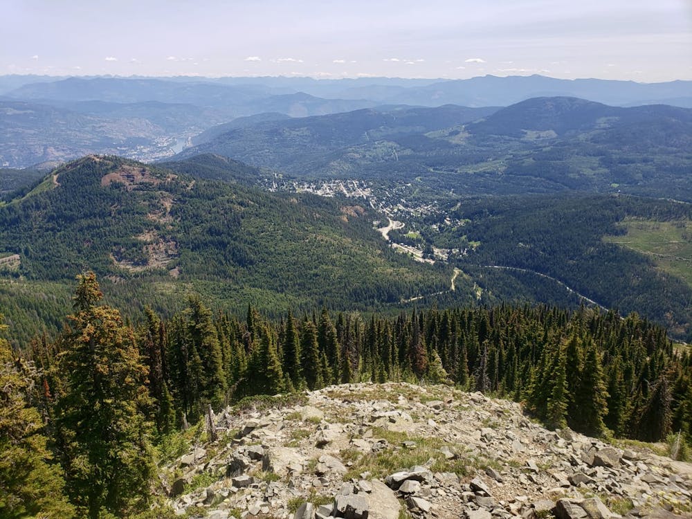 Looking down on Rossland from near the top