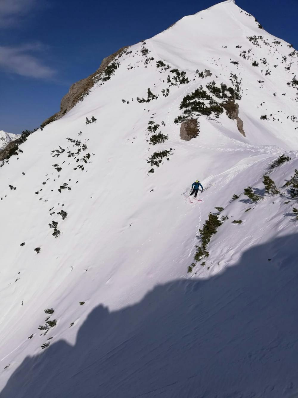 Dropping into the second gully.