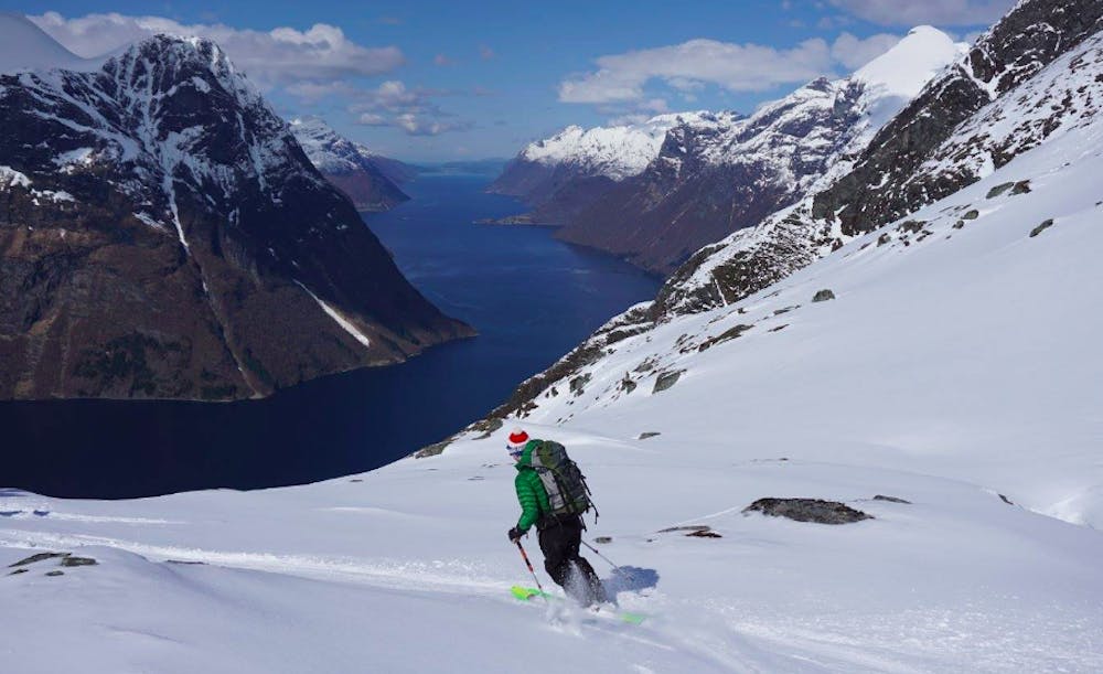 Soft spring summit to fjord snow
