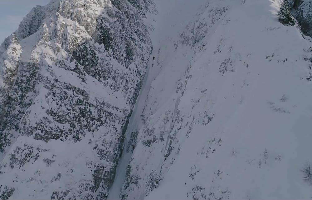 Neil Williman skiing the 'dream line' 
