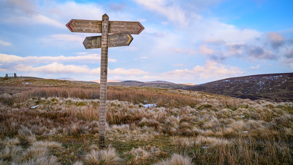 The Pennine Way signposted on Brownhart Law