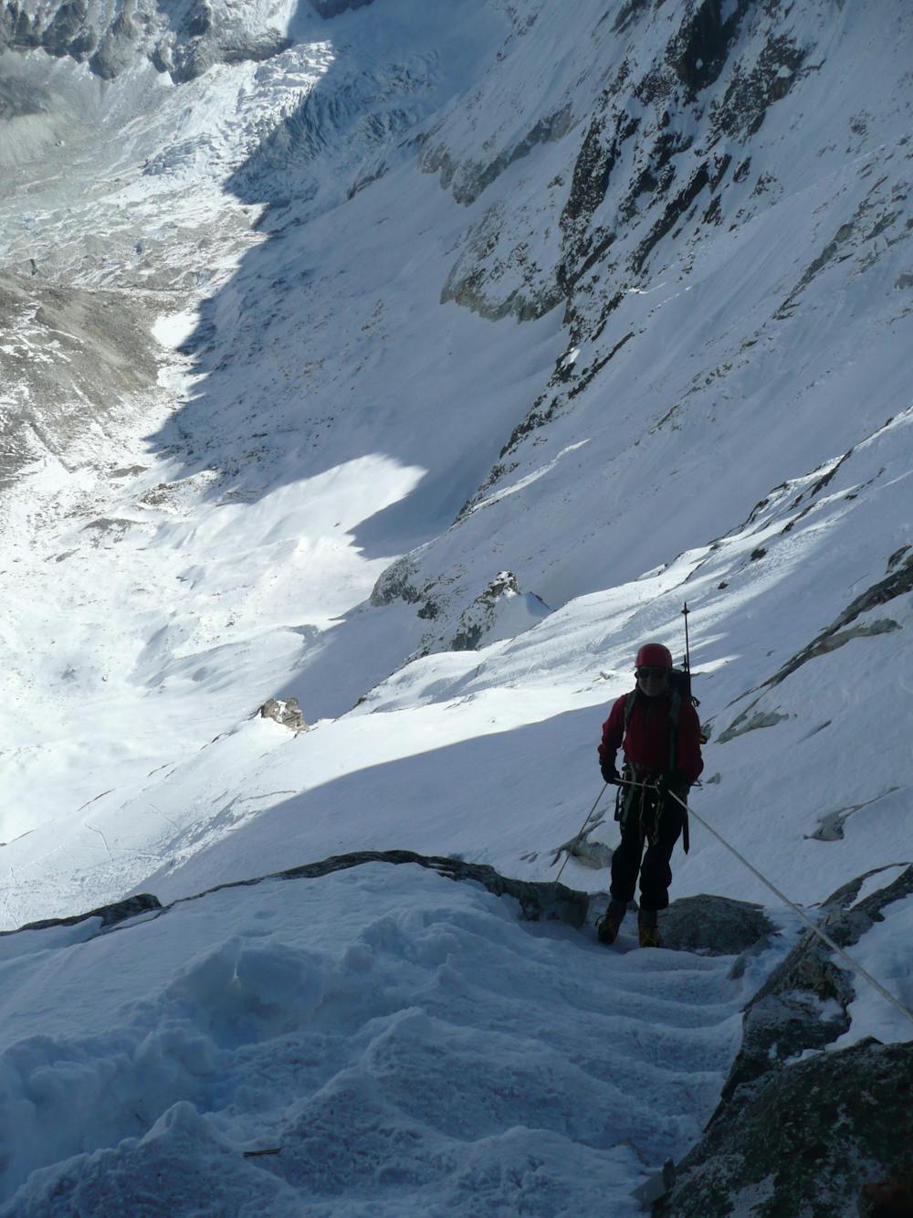 Abseiling down towards the Imja Glacier