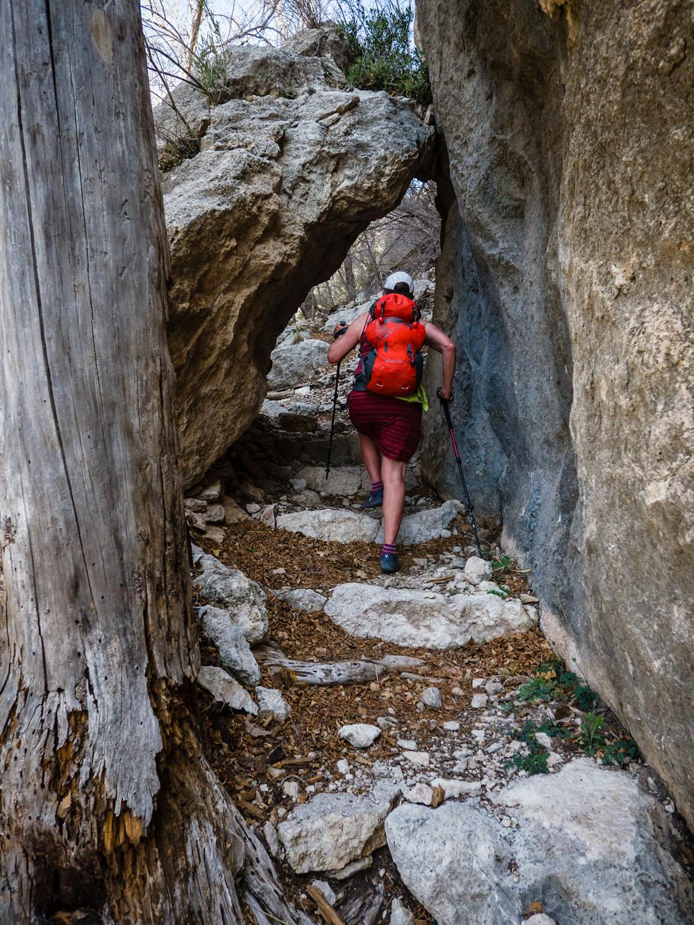 A rocky passage on the Bear Canyon Trail.