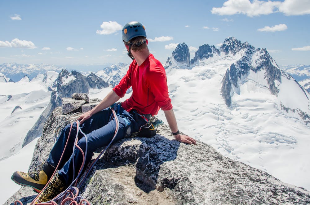 Summit of Bugaboo Spire, Howsers in the distance