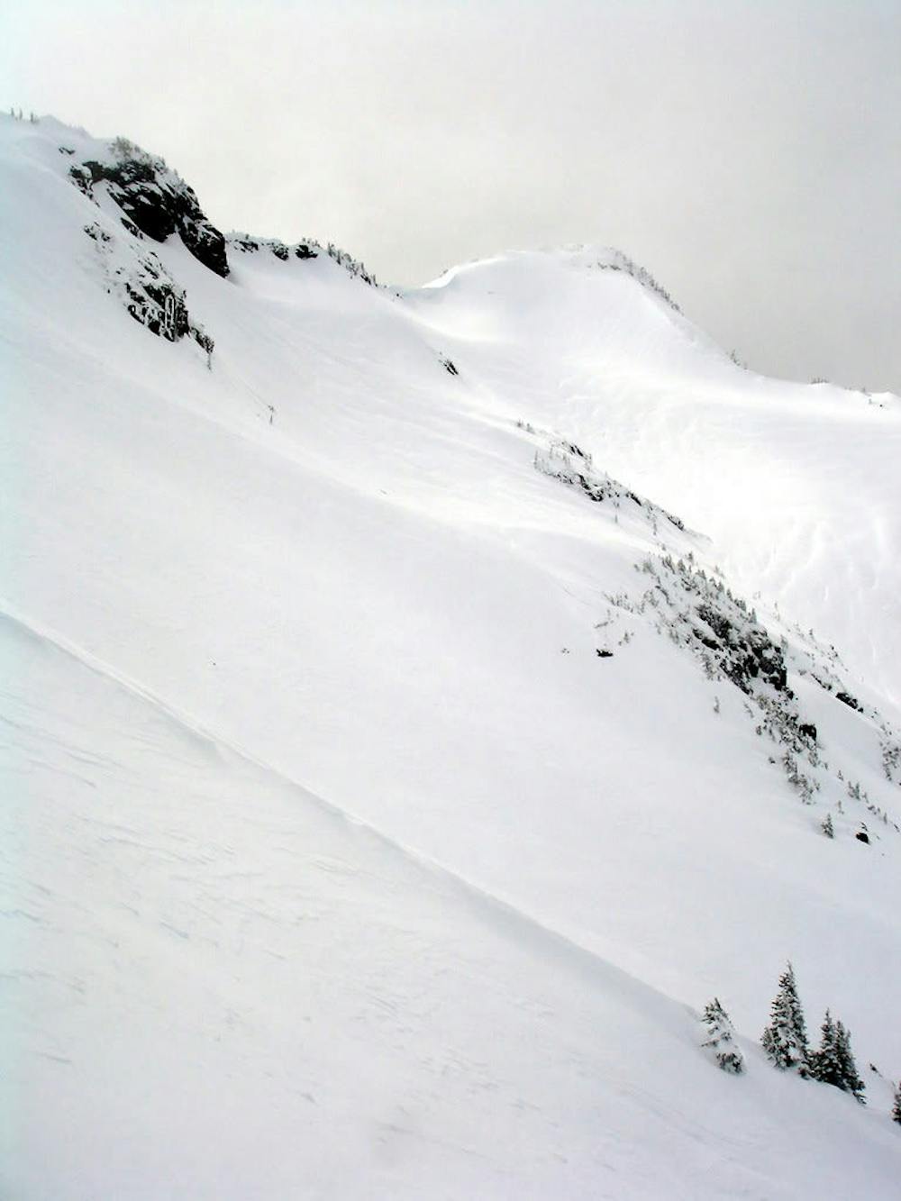 Looking at the open North Slopes of Fay Peak