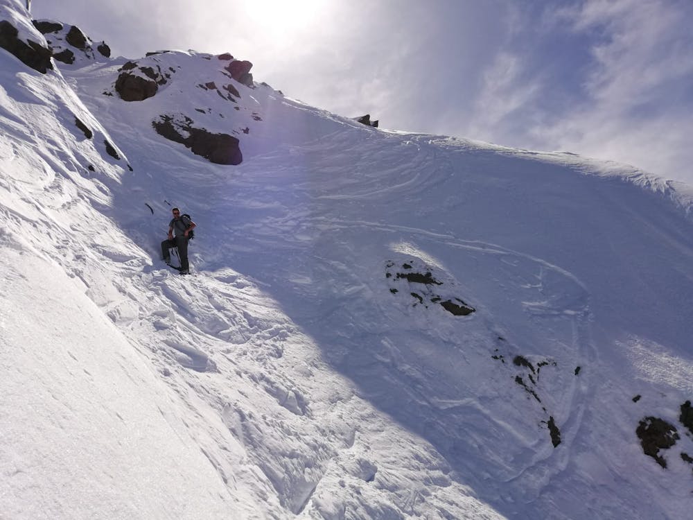 At the foot of the couloir 