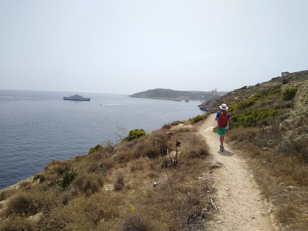 Almost in Mgarr, with the Gozo ferry visible in the background.